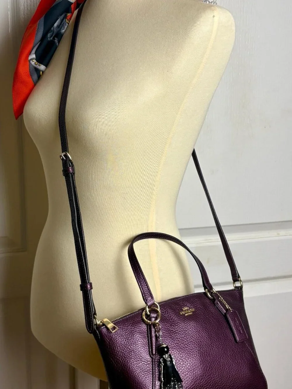 Coach Small Kelsey Satchel in Purple Pebble Leather